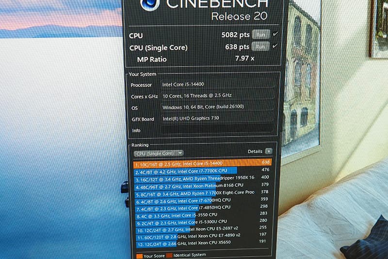 Dell スリム デスクトップのCinebench Release 20でのベンチマーク